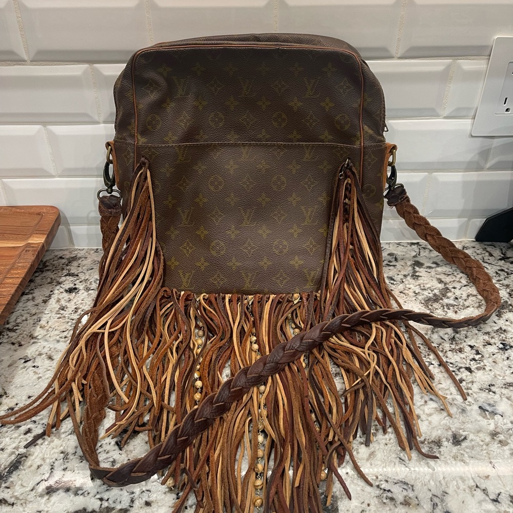 Vintage boho Louis Vuitton repurposed bag.